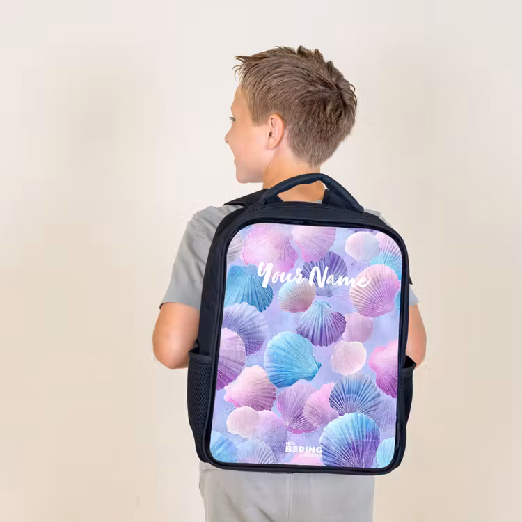 Kids backpack - Colored shells on a purple background — 2