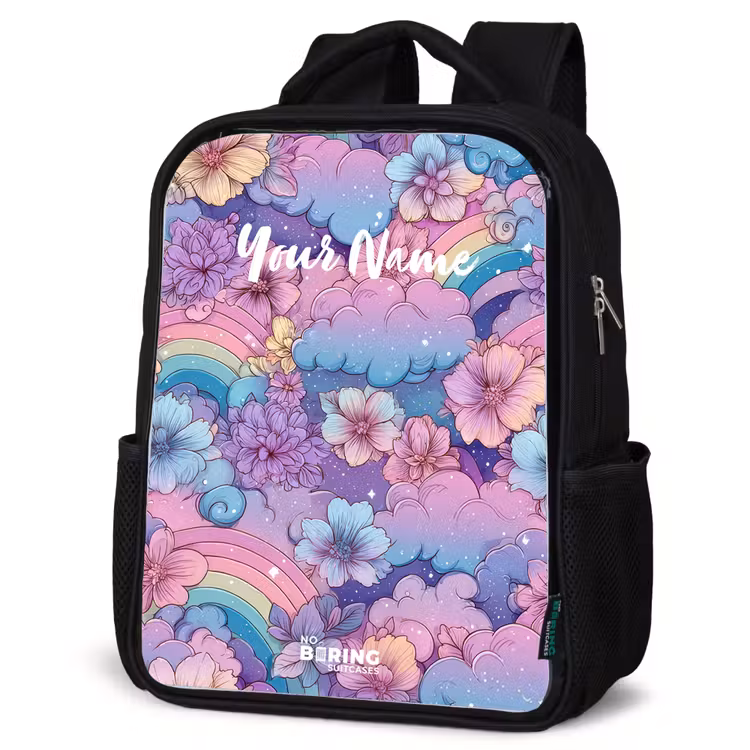 Kids backpack - Illustration of clouds, rainbows and flowers — 4