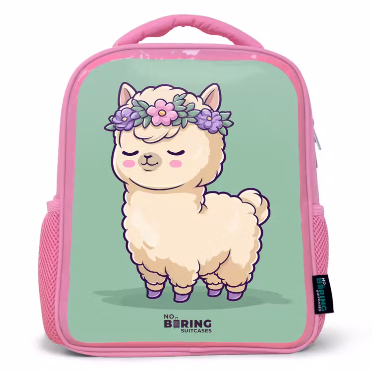 Kids backpack - Pink - Kawai - Alpaca - Green — 1