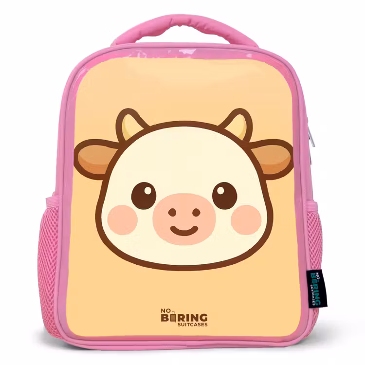 Kids backpack - Pink - Kawai - Cow - Brown — 1