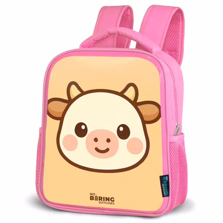 Kids backpack - Pink - Kawai - Cow - Brown — 4