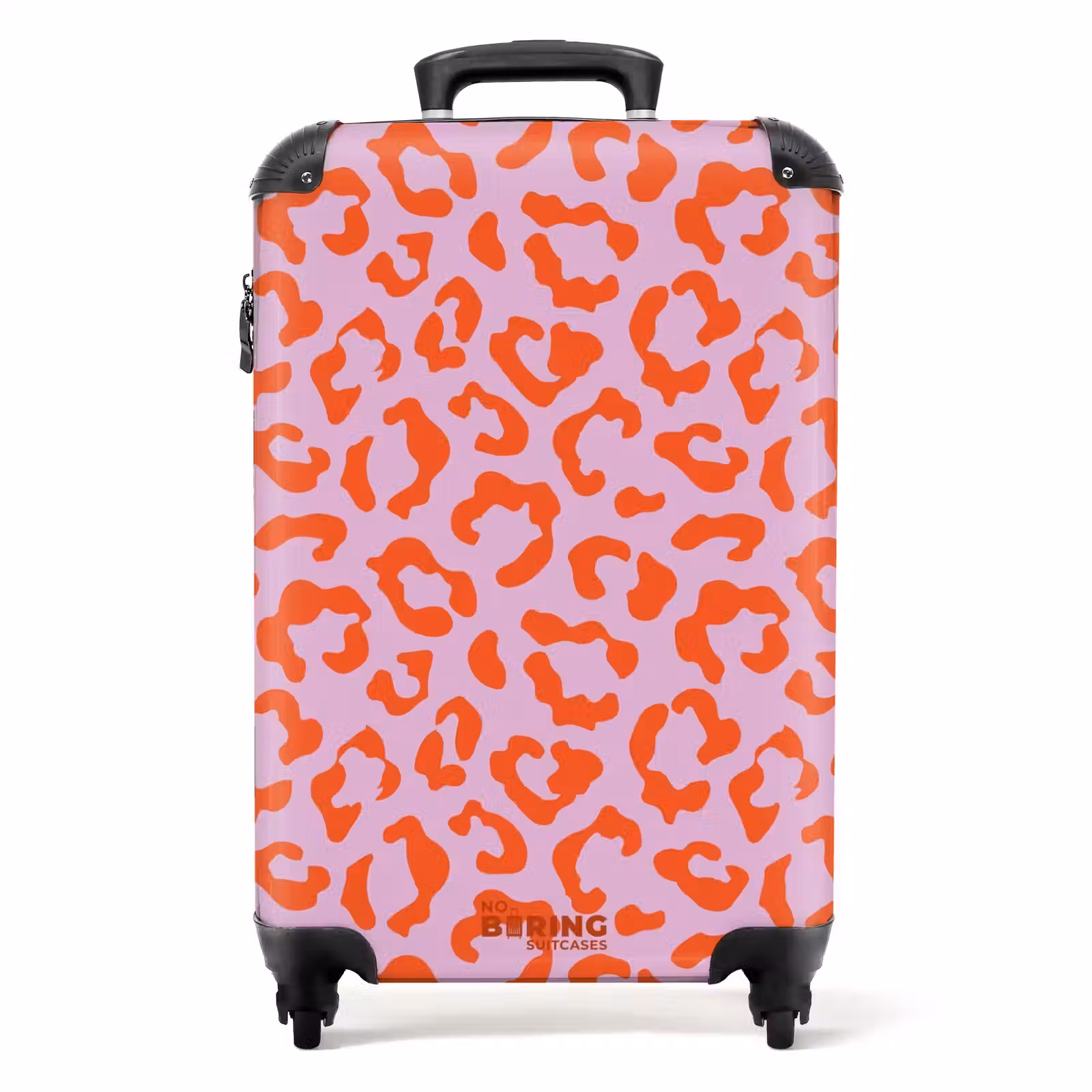 Suitcase - Animal prints - Panther print suitcase in orange and light pink — 1