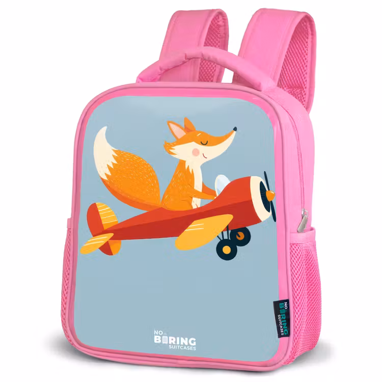 Kids backpack - Pink - Fox - Airplane - Flies — 4