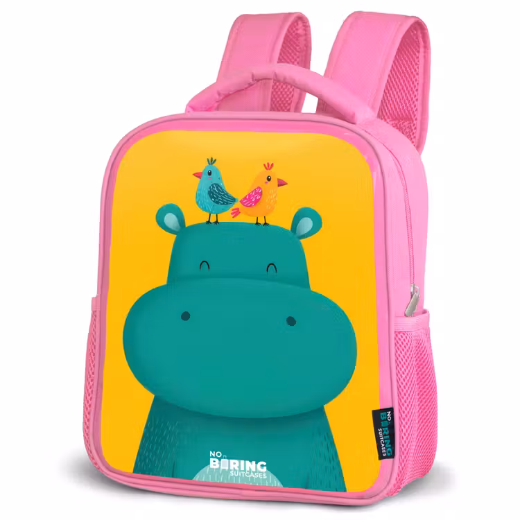Kids backpack - Pink - Hippo - Birds - Yellow — 4
