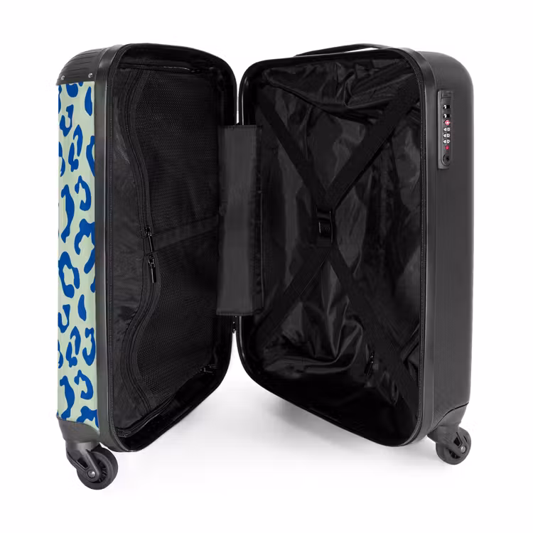Suitcase - Animal prints - Panther print suitcase in blue and pastel green — 3