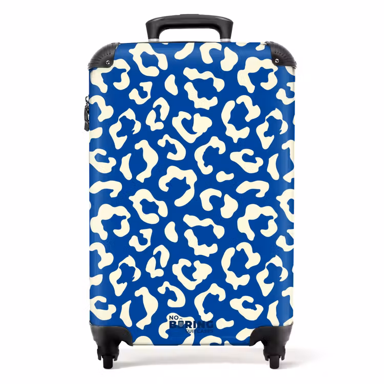 Suitcase - Animal prints - Panther print suitcase in blue and white — 1