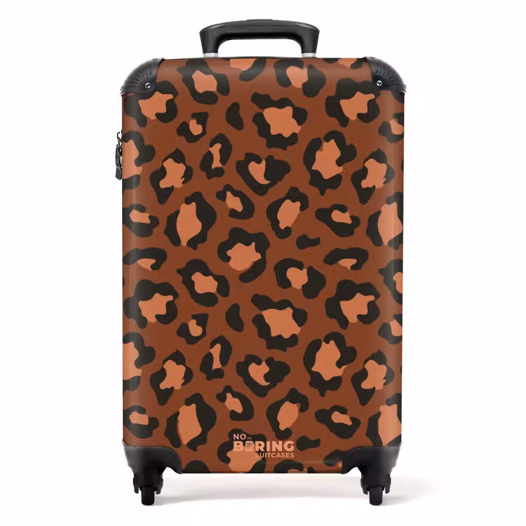 Suitcase - Animal prints - Panther print suitcase in maroon and black/terracotta — 1