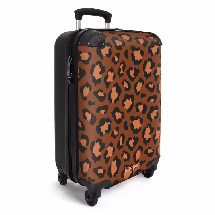 Suitcase - Animal prints - Panther print suitcase in maroon and black/terracotta — 4