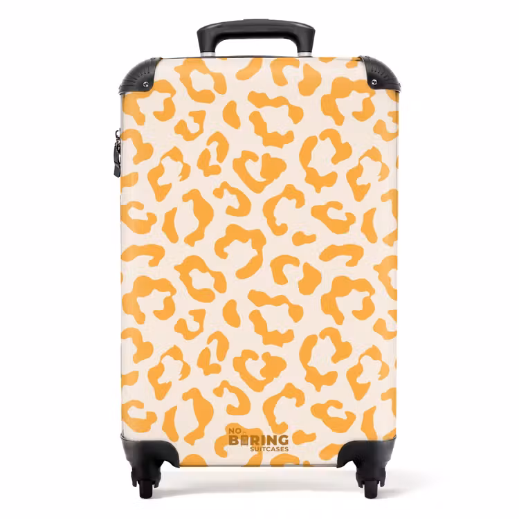 Suitcase - Animal prints - Panther print suitcase in orange and cream color — 1