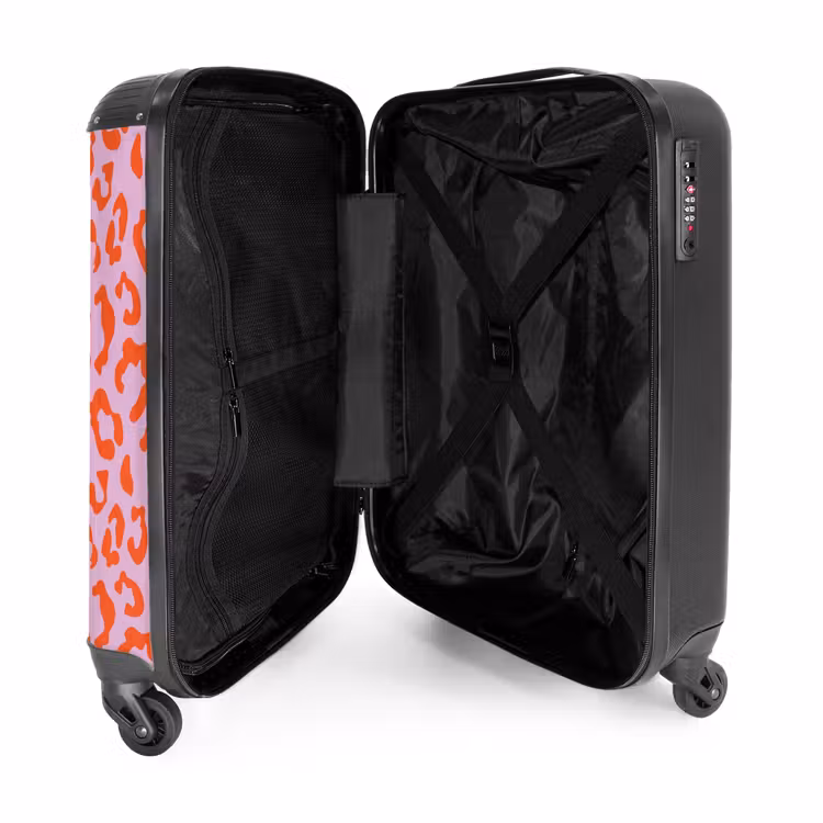 Suitcase - Animal prints - Panther print suitcase in orange and light pink — 3