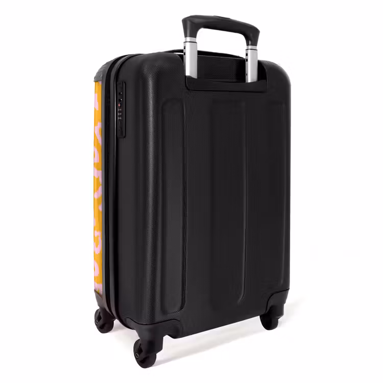 Suitcase - Animal prints - Panther print suitcase in orange-yellow and light pink — 2
