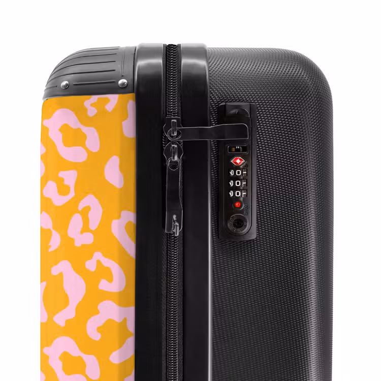 Suitcase - Animal prints - Panther print suitcase in orange-yellow and light pink — 5