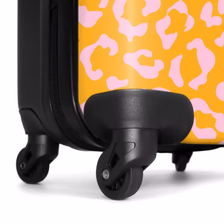 Suitcase - Animal prints - Panther print suitcase in orange-yellow and light pink — 6