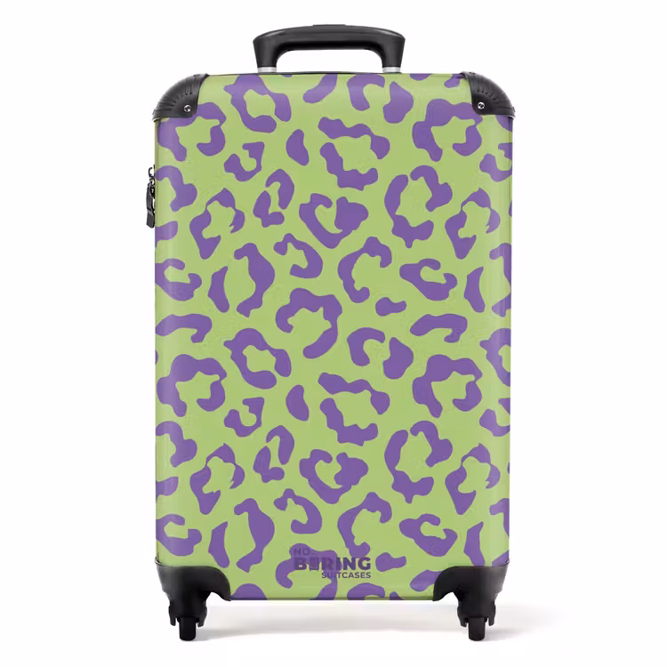 Suitcase - Animal prints - Panther print suitcase in purple and green — 1