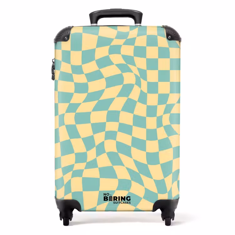 Suitcase - Squares - Green/yellow waves — 1