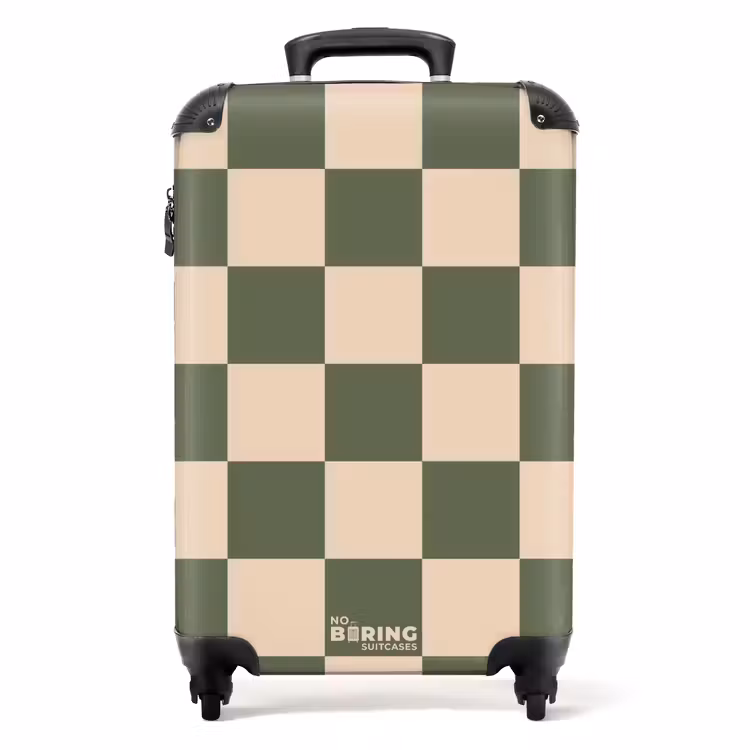 Suitcase - Squares - Green/Beige — 1