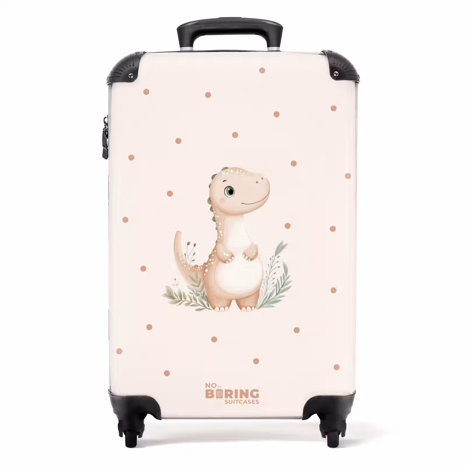 Suitcase - Beige dino on a polka dot background — 1