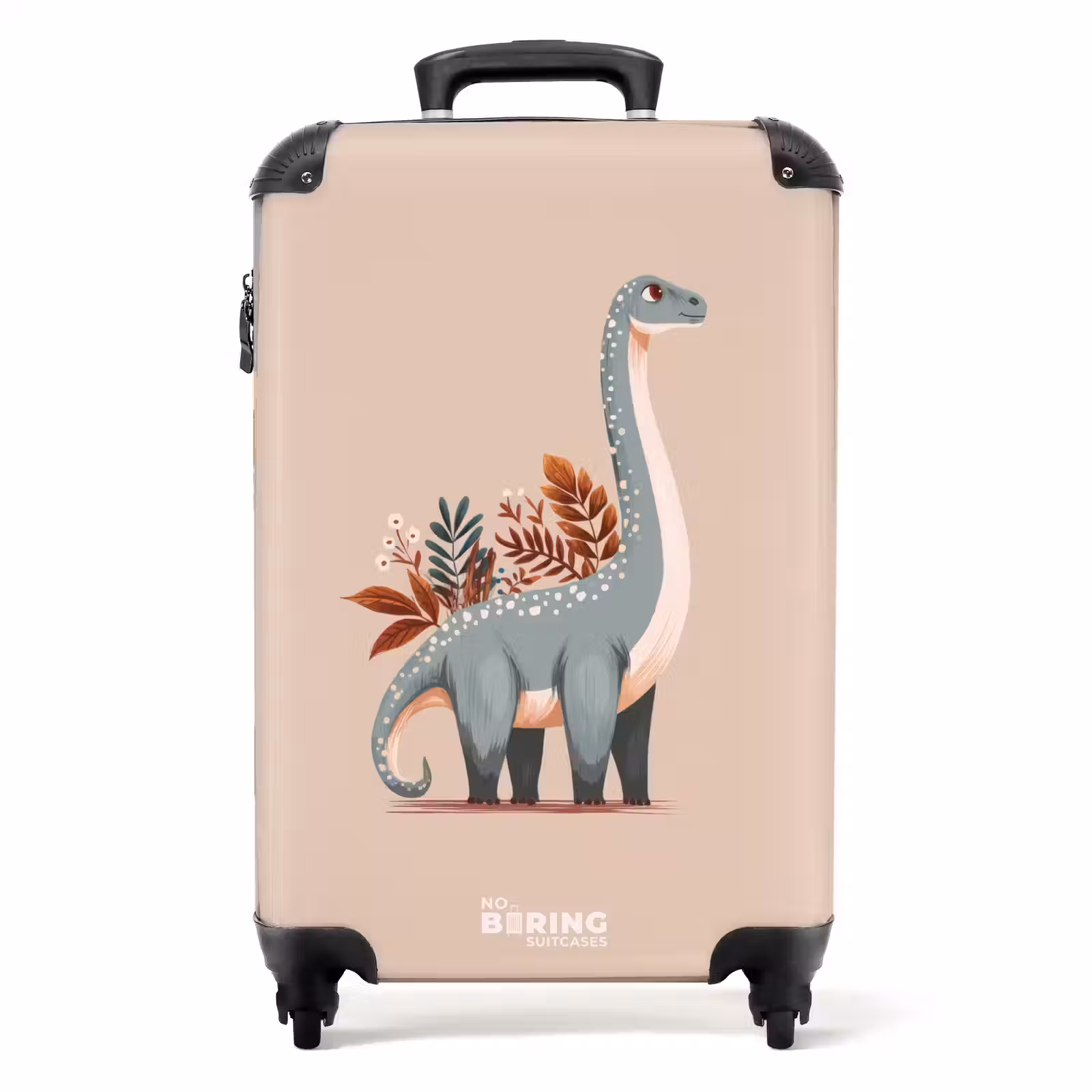 Suitcase - Blue dinosaur on a beige background — 1