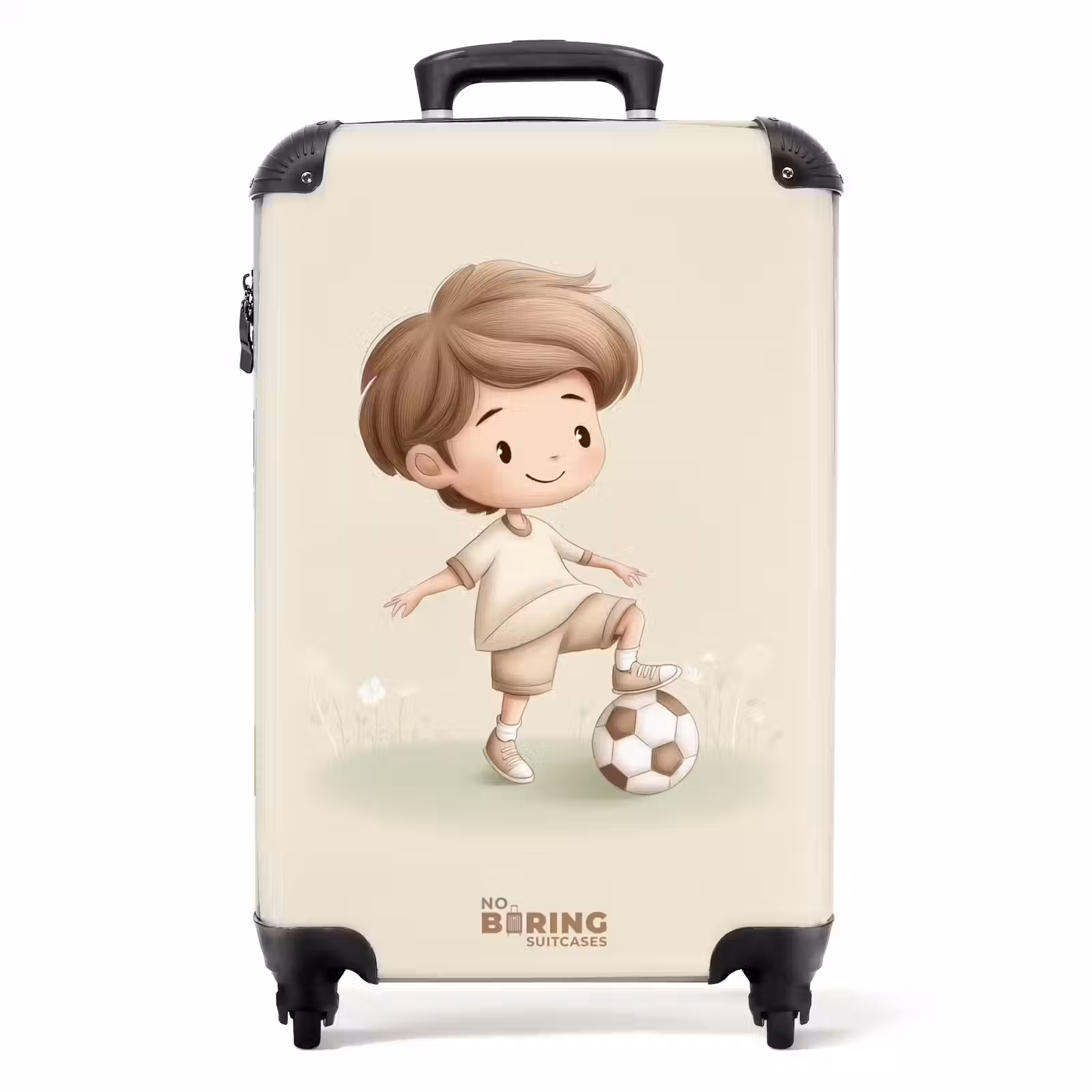 Suitcase - Boy with a soccer ball in brown shades — 1