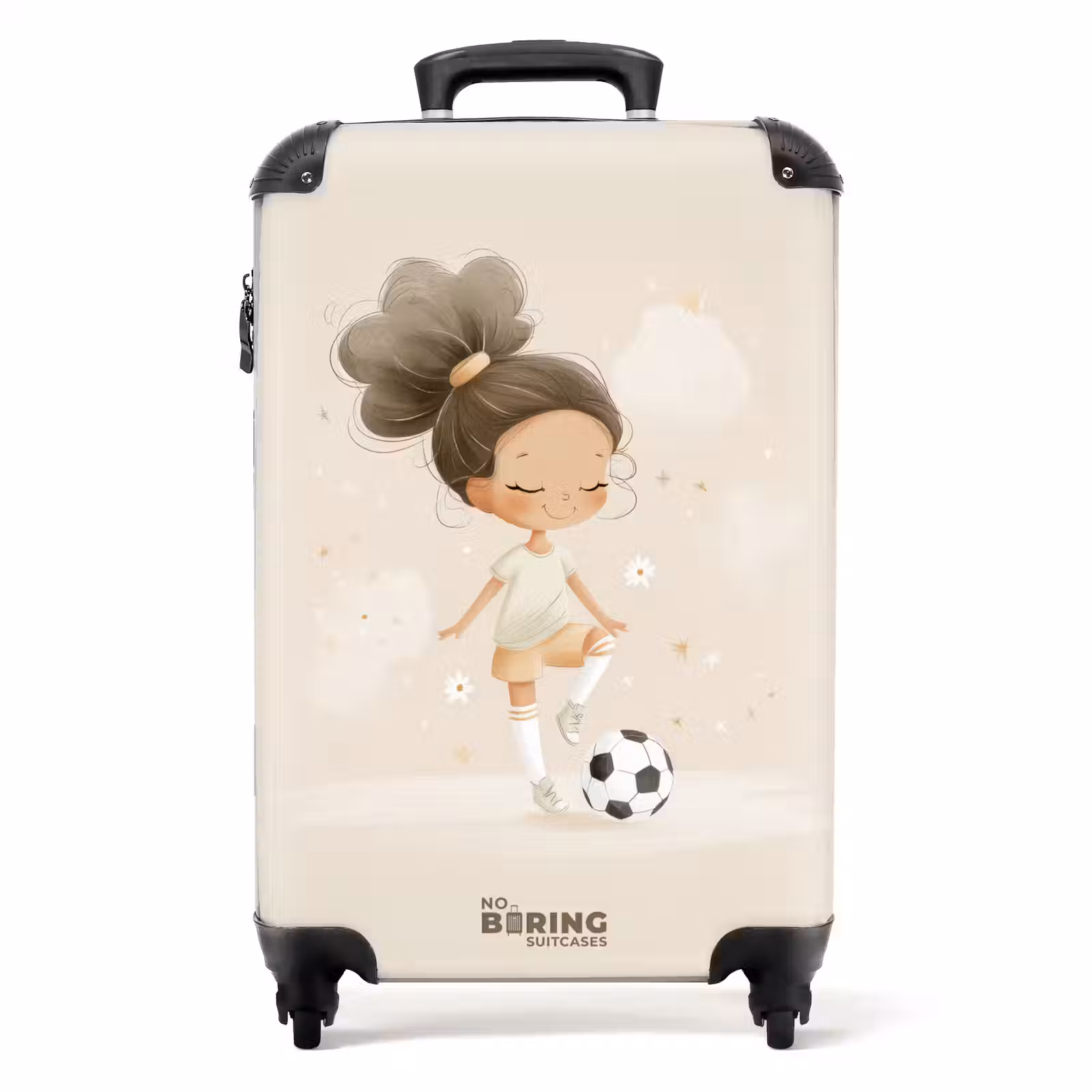 Suitcase - Girl with a soccer ball in beige colors — 1