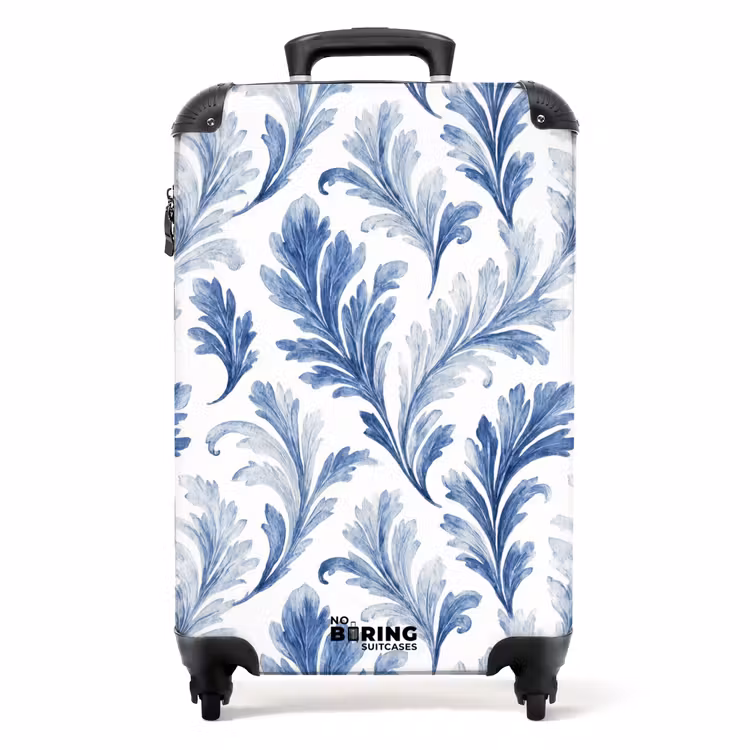 Suitcase - Baroque leaves pattern blue — 1
