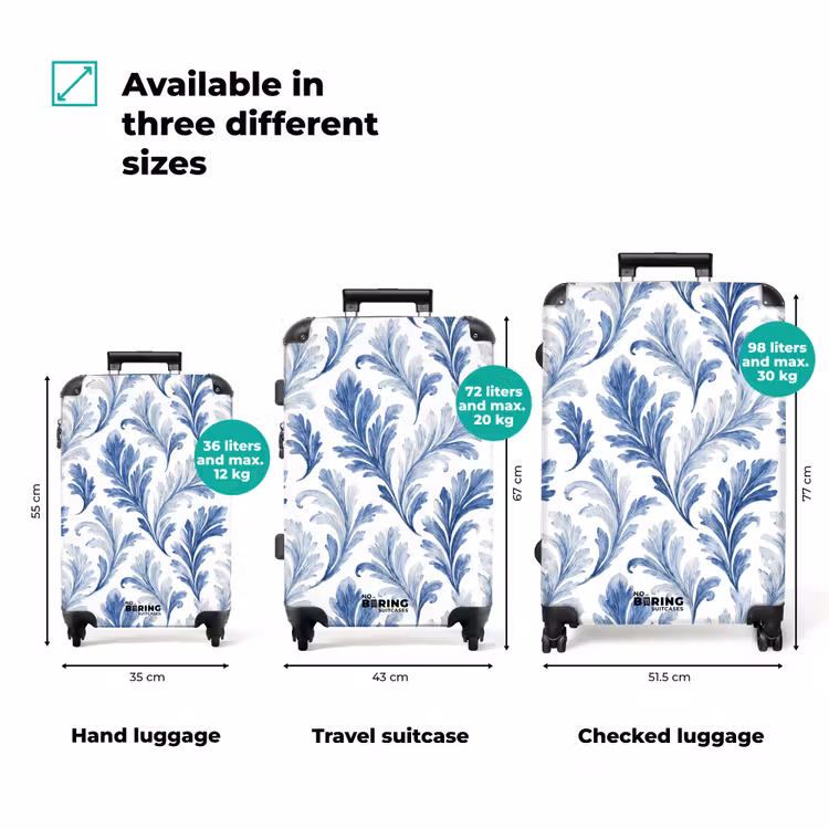 Suitcase - Baroque leaves pattern blue — 3