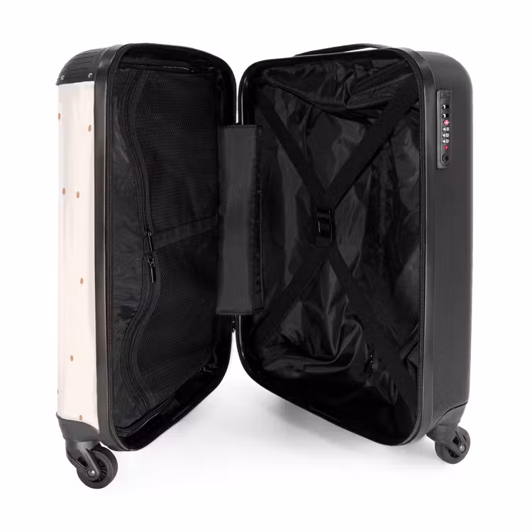 Suitcase - Beige dino on a polka dot background — 3