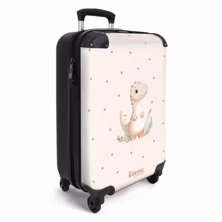 Suitcase - Beige dino on a polka dot background — 4