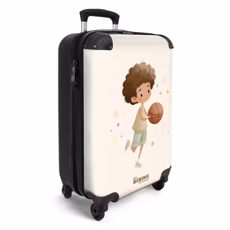 Suitcase - Boy with a basketball in beige colors — 4