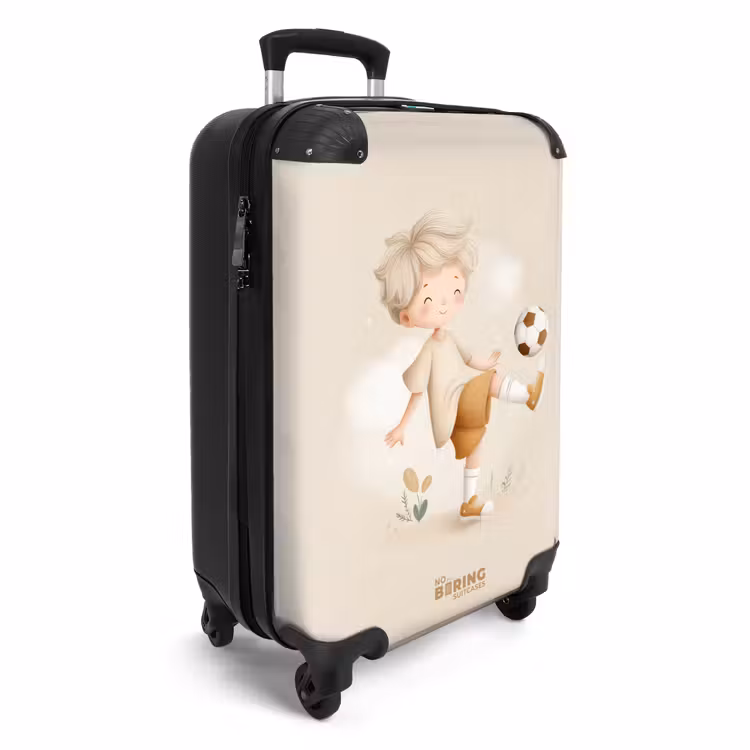 Suitcase - Boy with a soccer ball in beige colors — 4