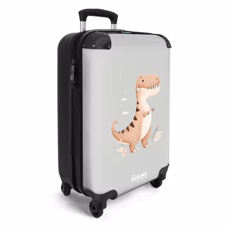 Suitcase - Dino in beige and gray colors — 4