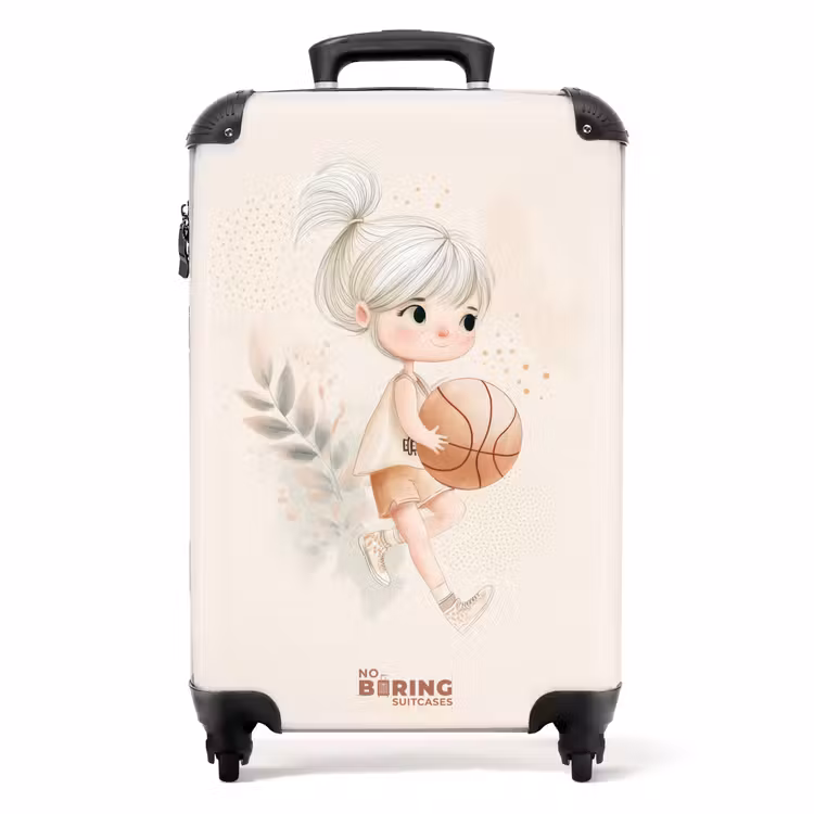Suitcase - Girl with a basketball in neutral colors. — 1