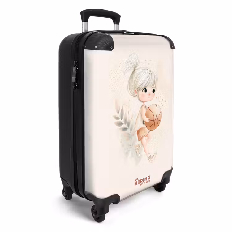 Suitcase - Girl with a basketball in neutral colors. — 4