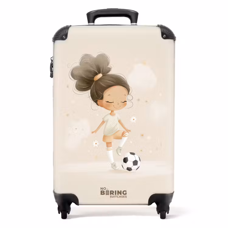Suitcase - Girl with a soccer ball in beige colors — 1