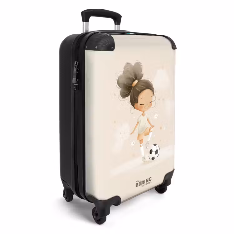 Suitcase - Girl with a soccer ball in beige colors — 4