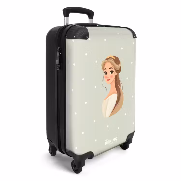 Suitcase - Princess with tiara on green polka dot background — 4