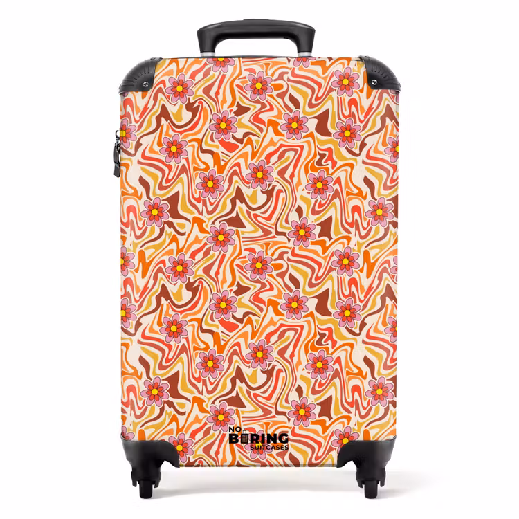 Suitcase - Retro disco 70s flower pattern colorful — 1