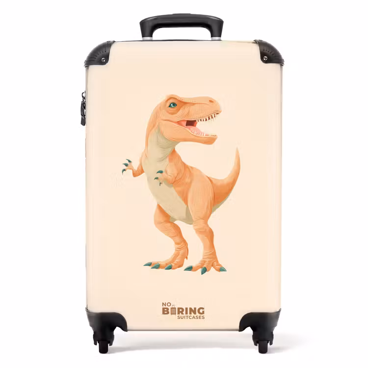 Suitcase - T-rex dino in orange colors — 1