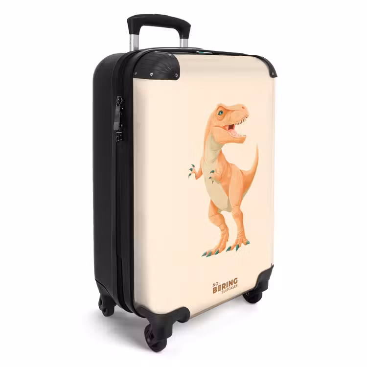 Suitcase - T-rex dino in orange colors — 4