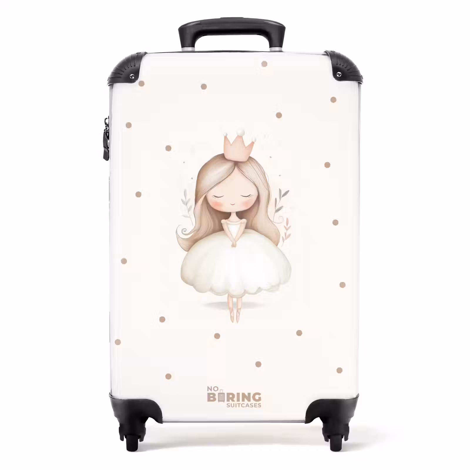 Suitcase - Ballerina princess between beige polka dots — 1