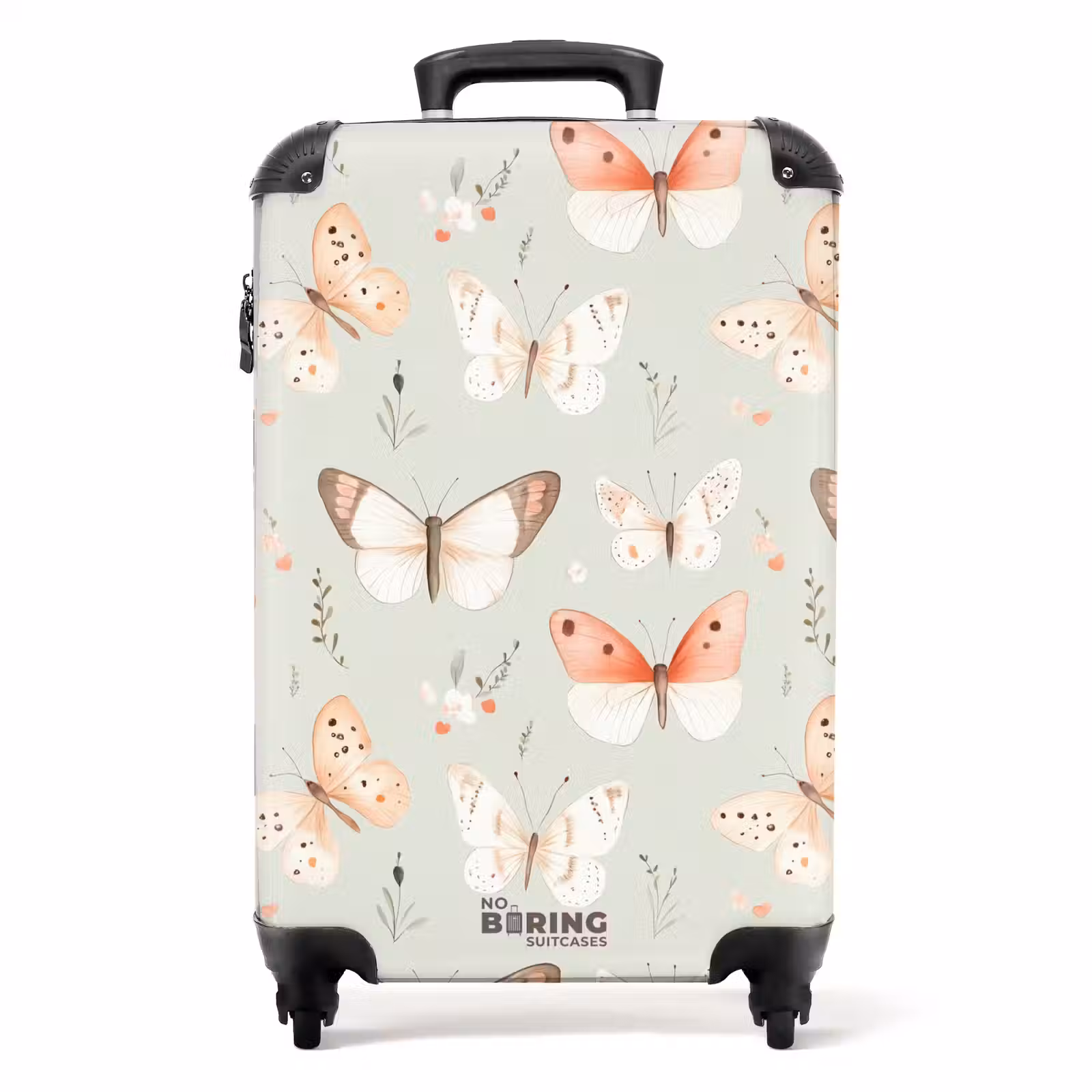 Suitcase - Butterfly pattern in soft orange and red tones — 1