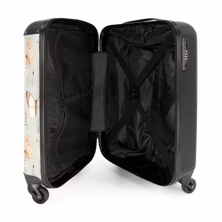 Suitcase - Butterfly pattern in soft orange and red tones — 3