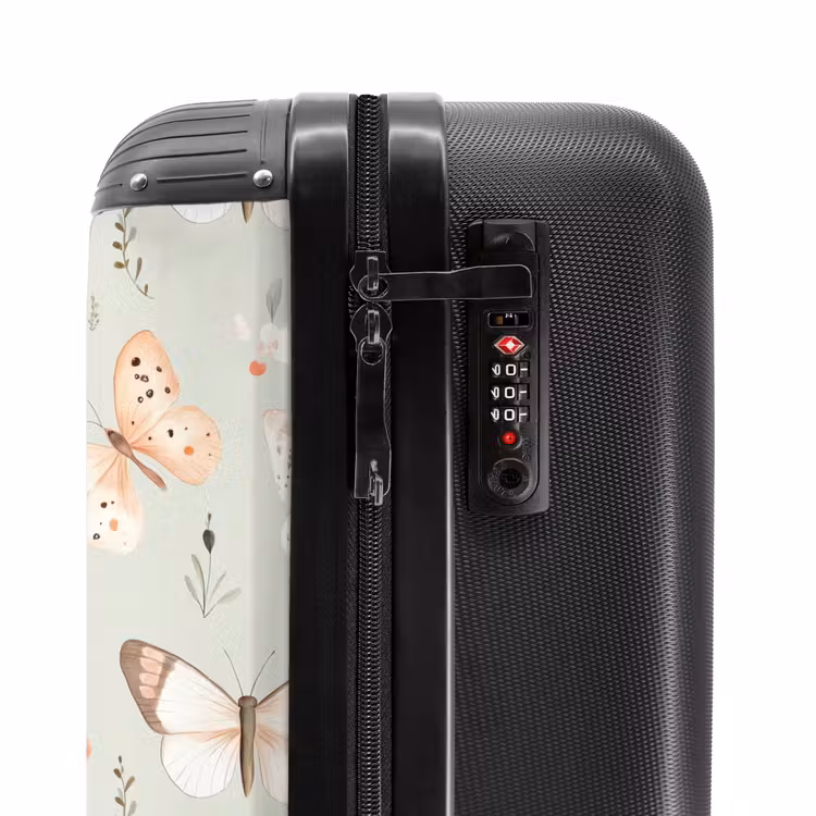 Suitcase - Butterfly pattern in soft orange and red tones — 5