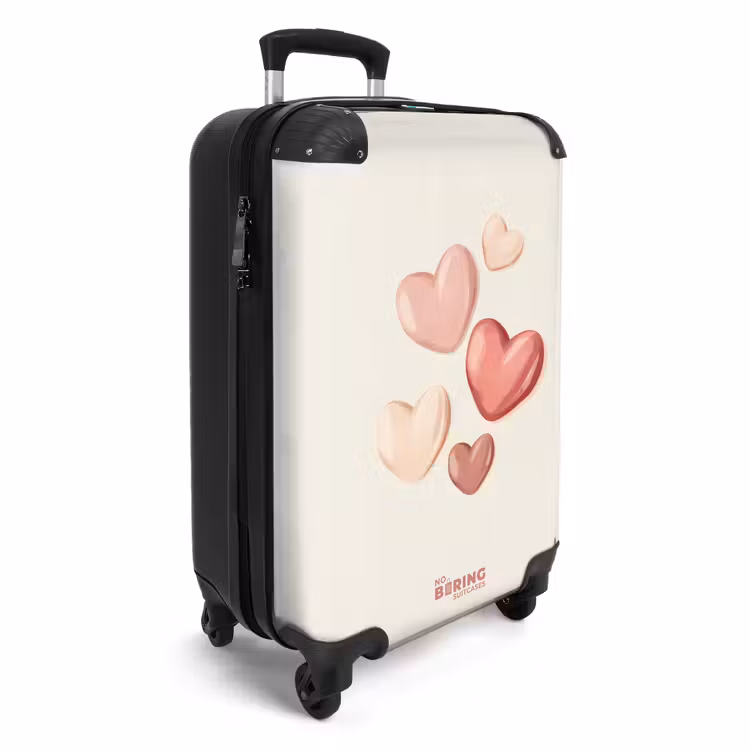 Suitcase - Floating hearts in soft shades of red and pink — 4