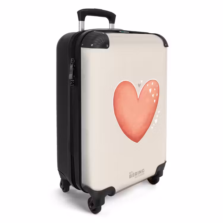 Suitcase - Red heart on a beige background — 4