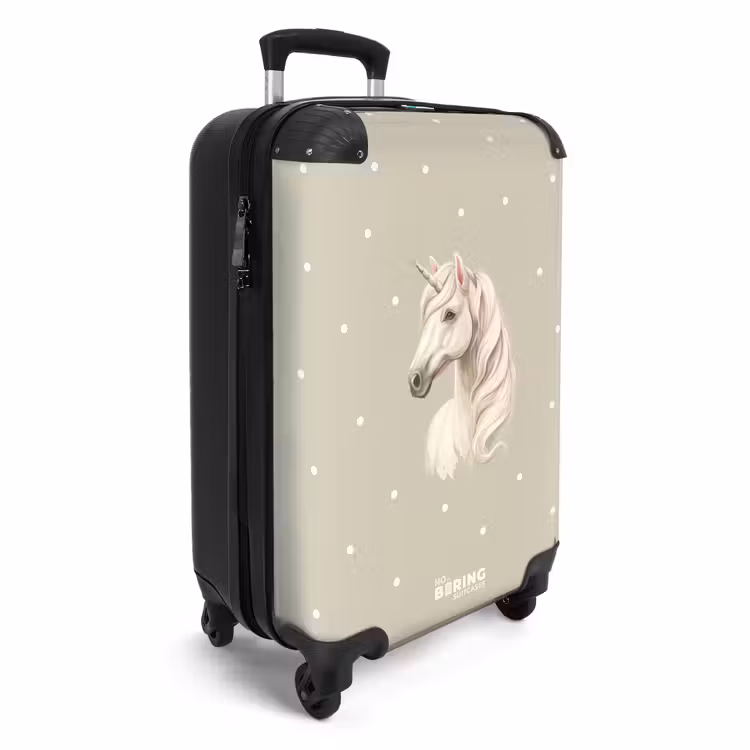 Suitcase - Unicorn surrounded by polka dots in neutral colors — 4