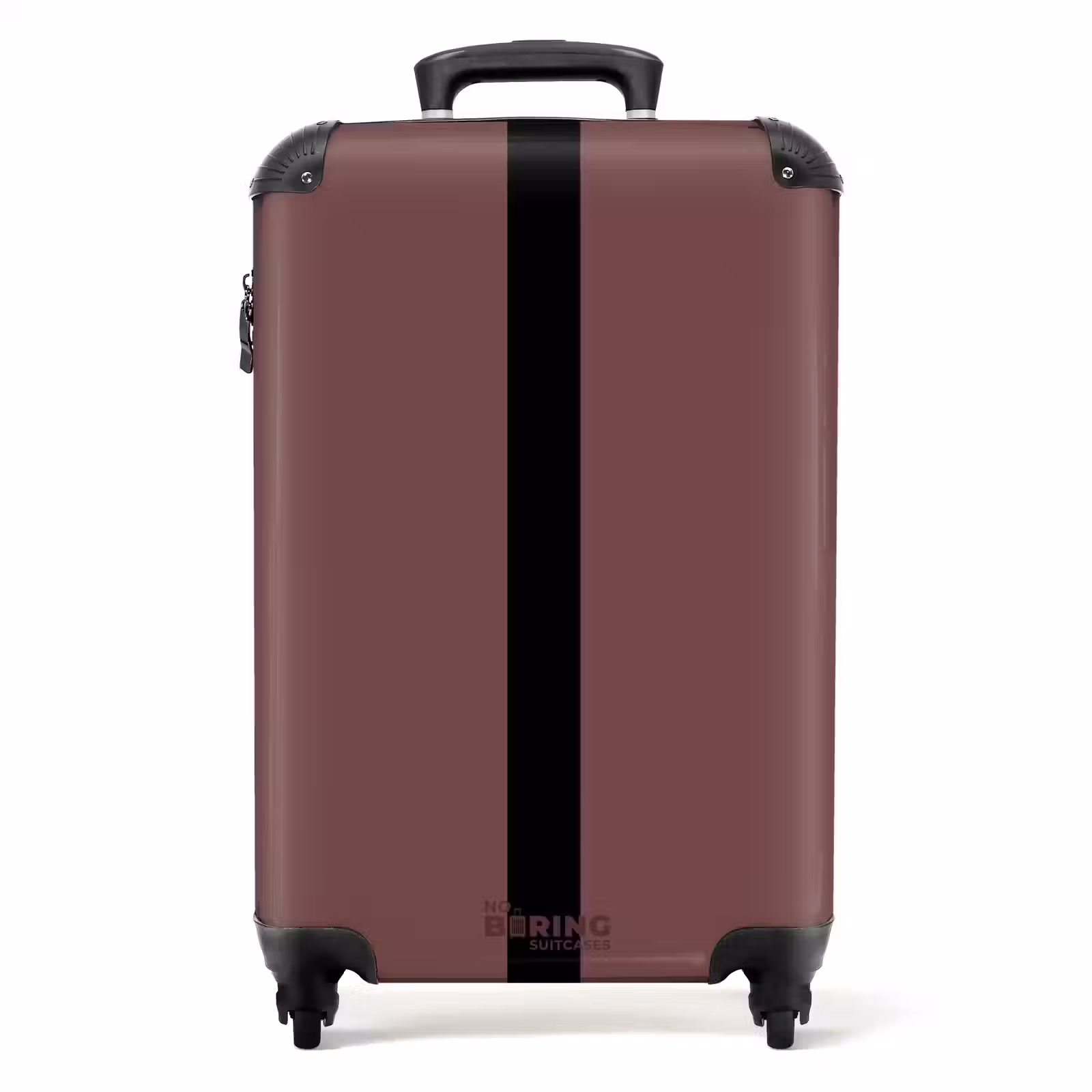 Suitcase - Minimal - Chestnut brown with black stripe — 1
