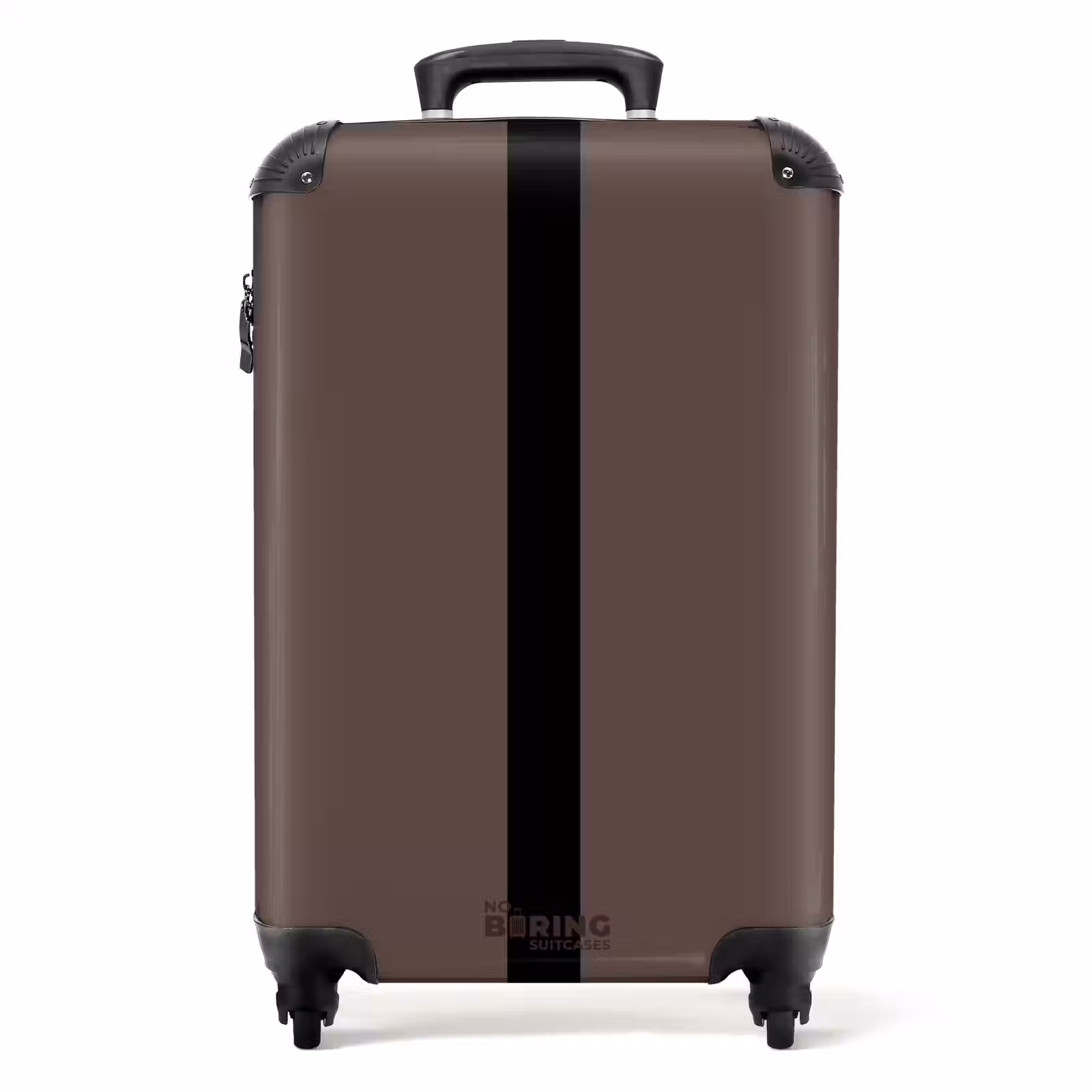 Suitcase - Minimal - Dark brown with black stripe — 1