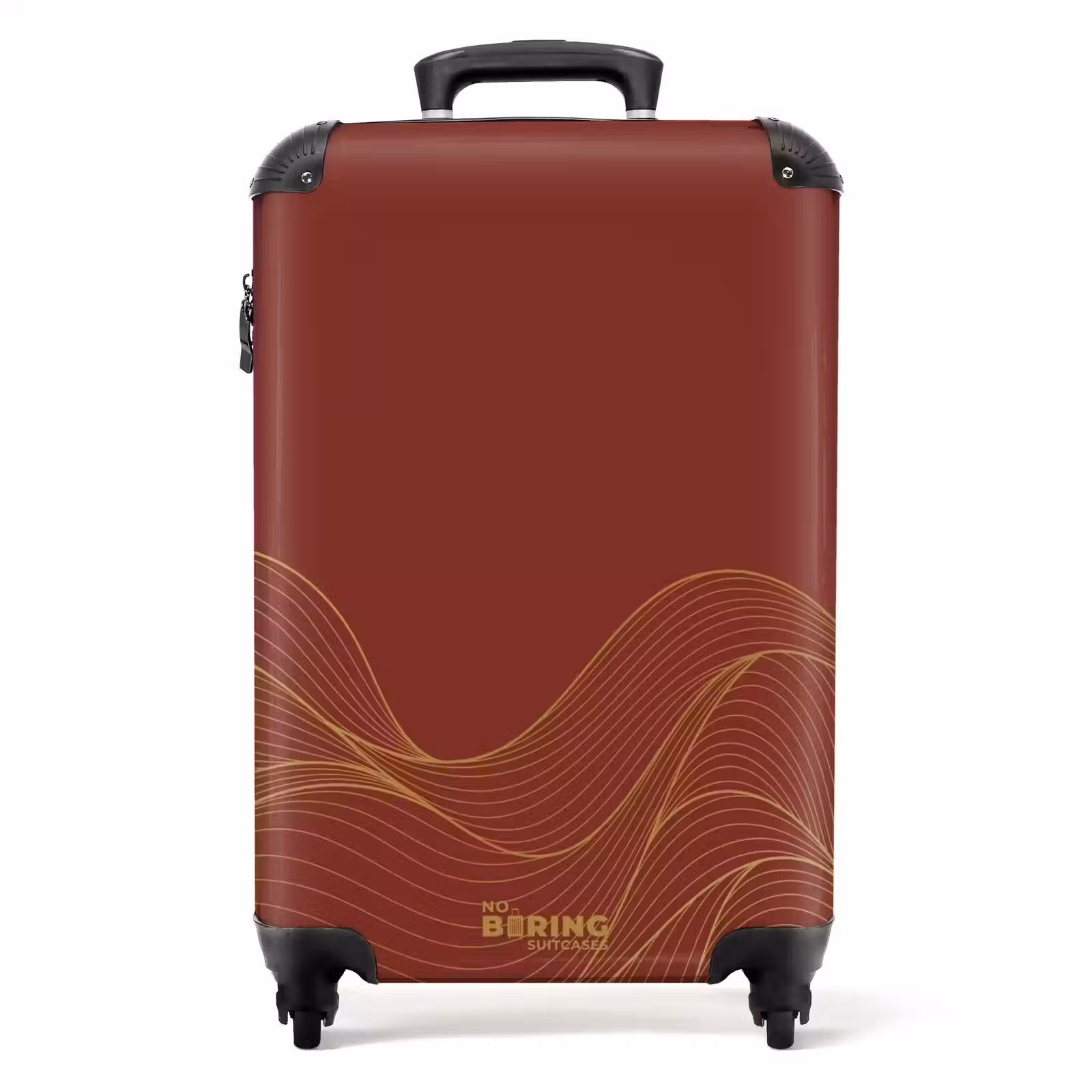 Suitcase - Minimal - Dark red with gold waves — 1