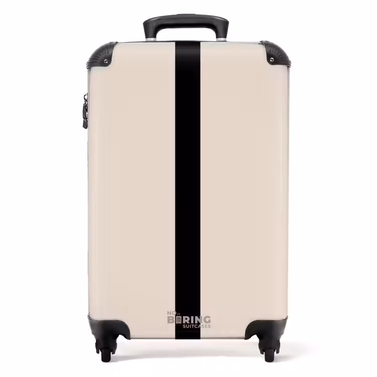 Suitcase - Minimal - Beige with black stripe — 1